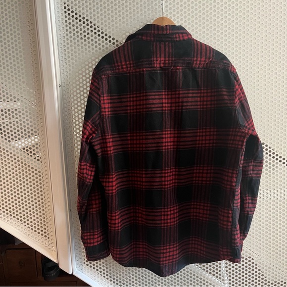 Denim & Flower Ricky Singh Plaid Flannel Button Down Collared Shirt XL Red Black - Picture 2 of 12